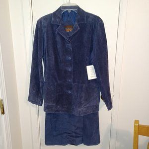Vintage Stan Herman Studio Suede Blazer and Skirt Set Size 12 Washable